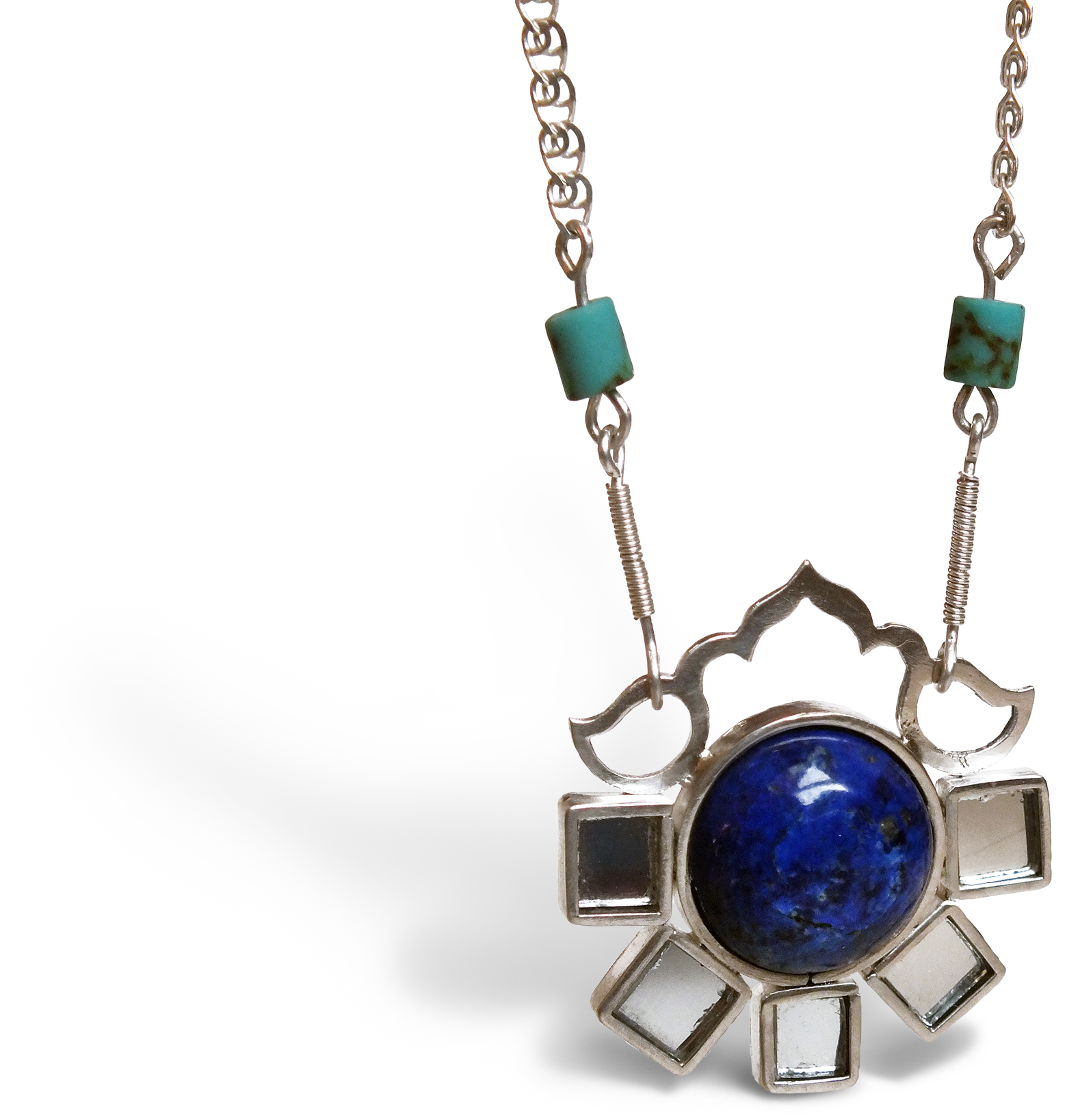 Reflection collection piece - silver jewelry featuring mirror as precious gem